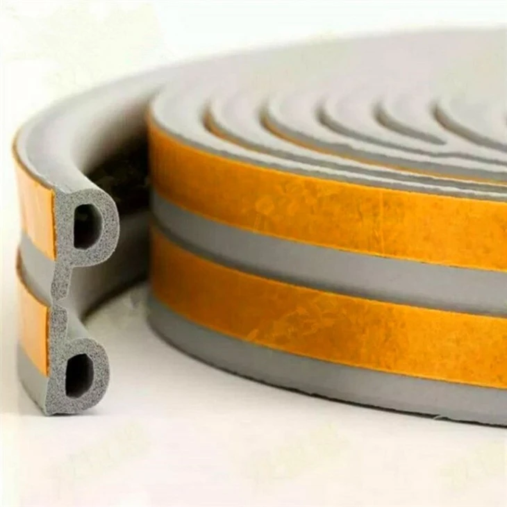 Double D-Shape EPDM Foam Weather Stripping With Yellow Adhesive high quality