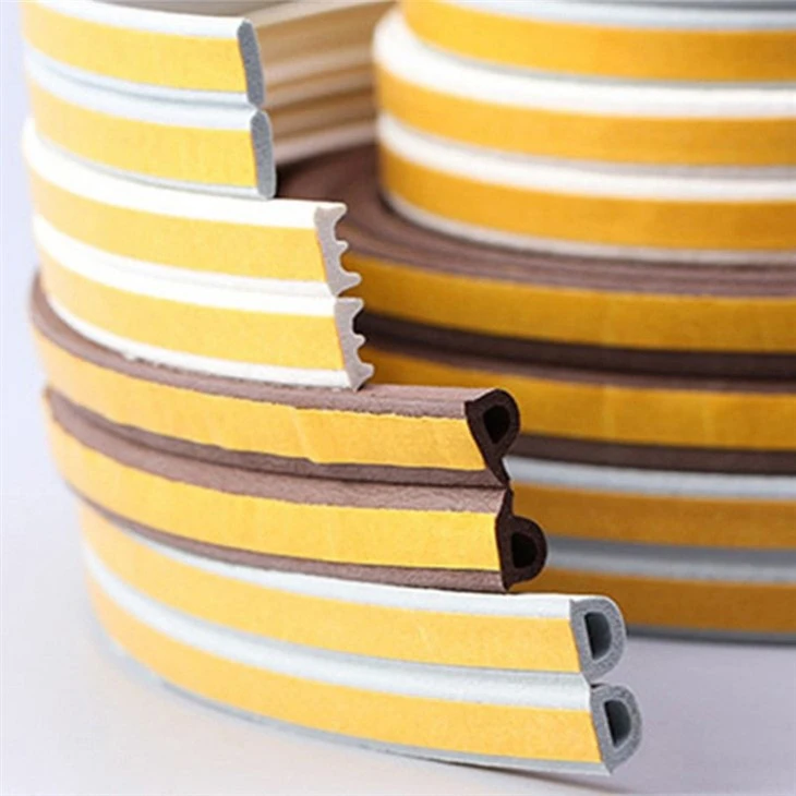 Double D-Shape EPDM Foam Weather Stripping With Yellow Adhesive factory