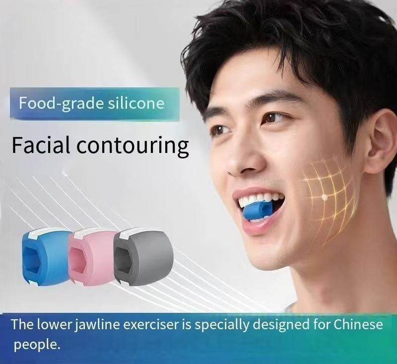 Masseter misk antrenè machwè liy misk fasyal egzèsis ekipman perioral doub manton Shaper manje klas silicone pòtab